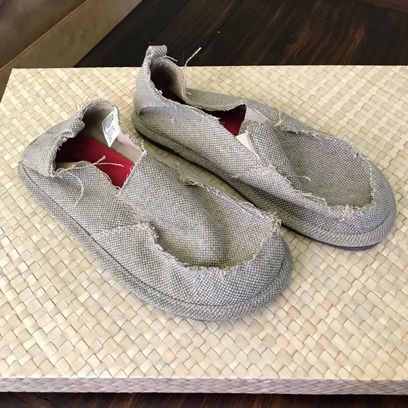 frayed canvas shoes
